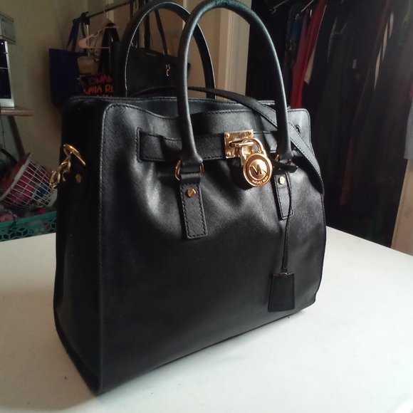 COPY - Michael kors hamelton satchel black stifano leather large. - Picture 12 of 16